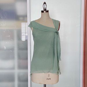 100% silk sea green top size small